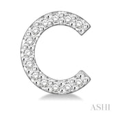 1/10 Ctw Initial 'C' Round Cut Diamond Earrings in 10K White Gold